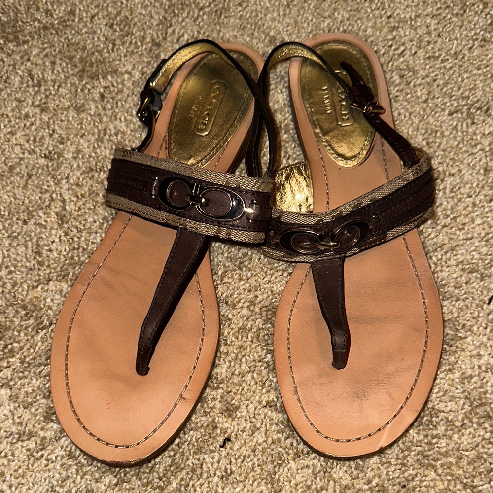 COACH Brown Leather Sandals
